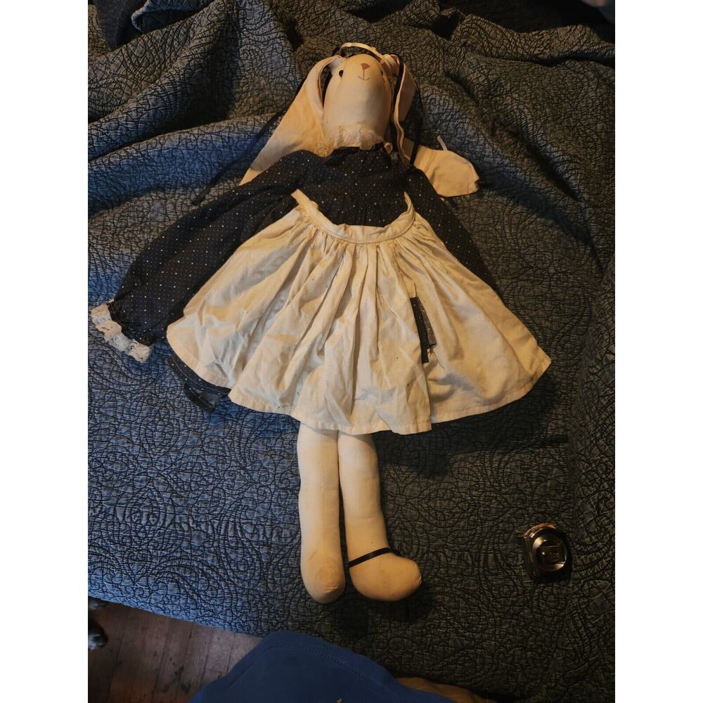 Vintage Flop Ear Rag Rabbit With Dress